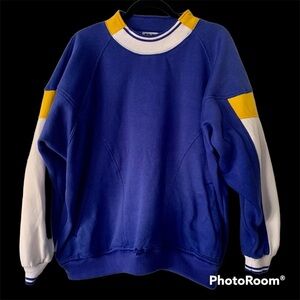 Vintage Crewneck Color Block Pullover Sweatshirt